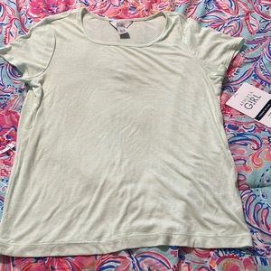 Athleta Girl Size XL Ribbed Crew Neck Tee Fits Like Women’s XS Pale Green NWT